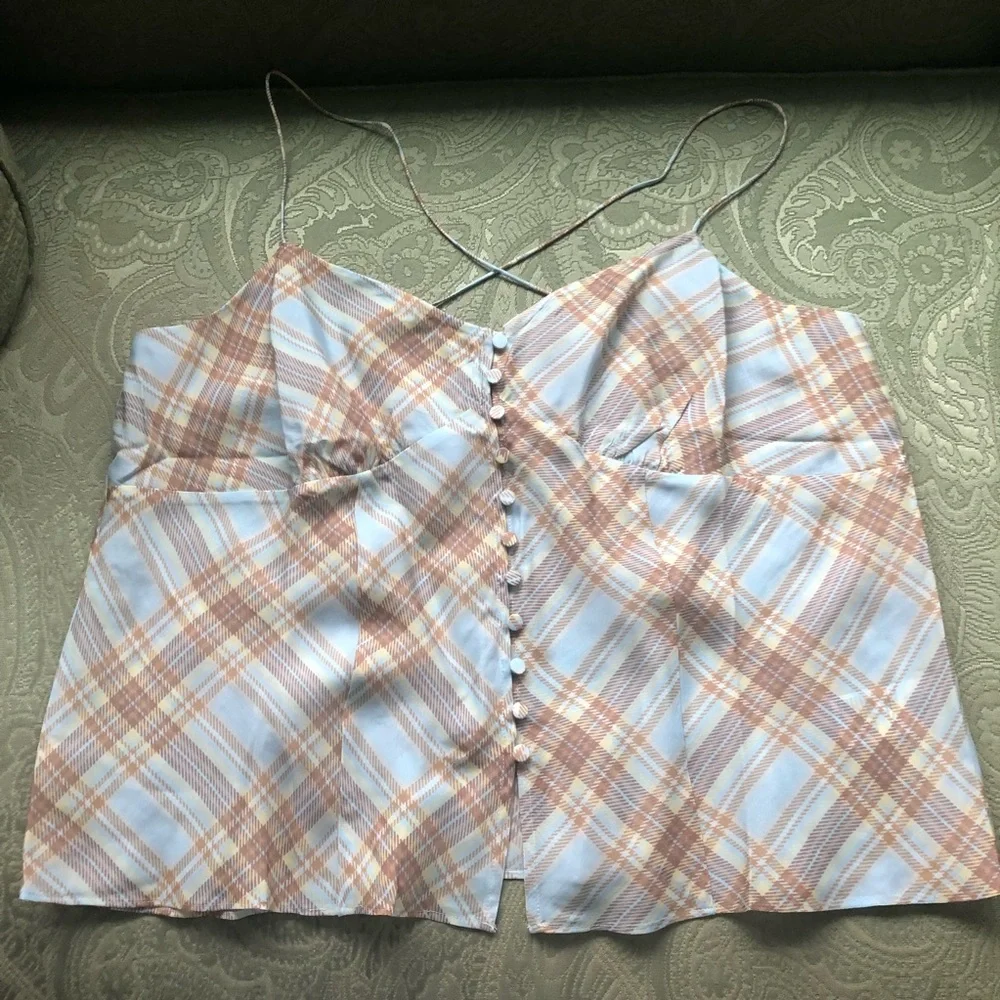 NWT J. Crew Button-front Camisole Top in Golden Hour Tartan Size XL - Picture 11 of 14